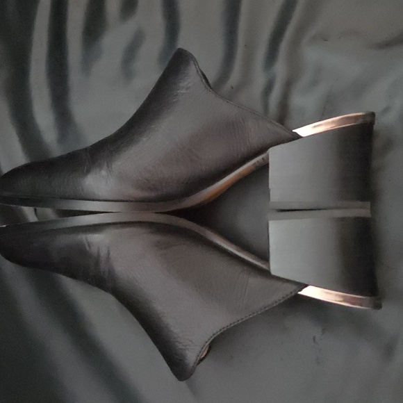 Johnston & Murphy Black 100% Leather Mules Slip On Block Heel 2.5 Shoe SZ 7.5 US - Picture 5 of 11